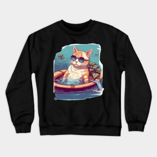 Cat enjoying summer Crewneck Sweatshirt